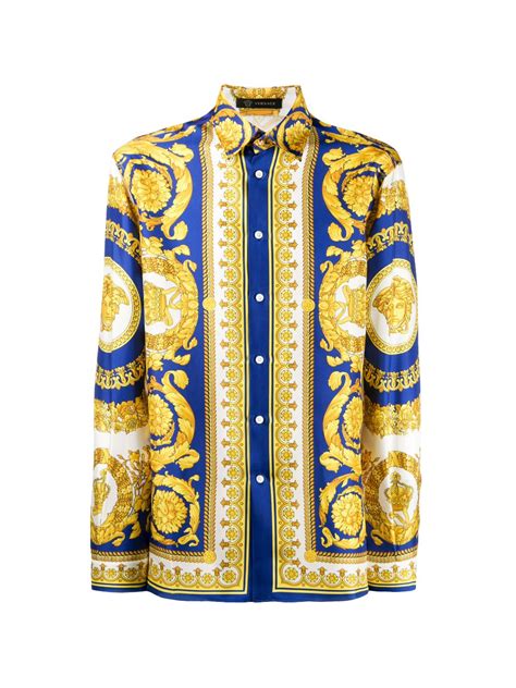 versace uomo camicia oversize blu elettrico